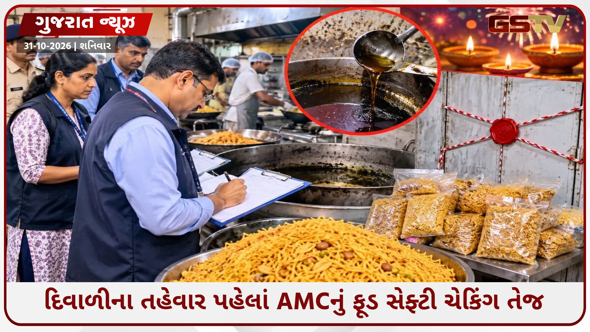 દિવાળી પહેલાં AMCની મોટી કાર્યવાહી: અમદાવાદમાં ફરસાણ બનાવતા 4 એકમો સીલ, બળેલા તેલ અને ગંદકીની બેદરકારી સામે આવી